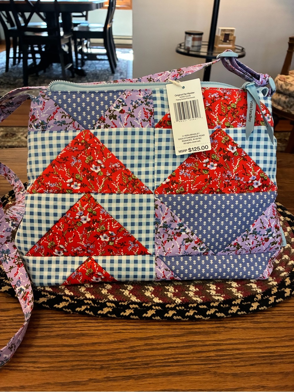 Vera Bradley Original Zip Hipster crossbody Actual NWT Flying Geese Patchwork
